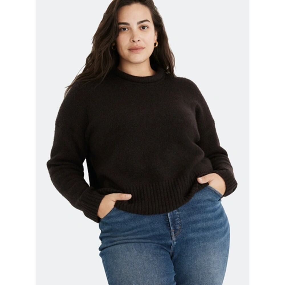 NWT Madewell Luke Puff Wool Alpaca Blend Sweater Brown XL